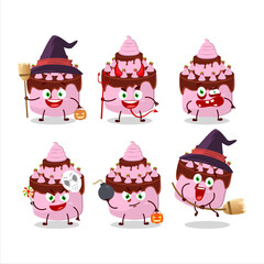 Halloween expression emoticons with cartoon character of sweety cake strawberry