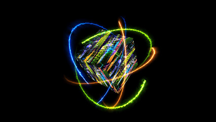 Quantum computer core abstract futuristic technology digital layer