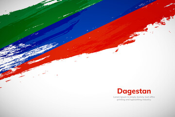 Brush painted grunge flag of Dagestan country. Hand drawn flag style of Dagestan. Creative brush stroke concept background