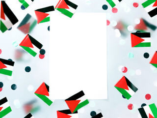 Palestine happy Independence Day from Israel. November 15. National flags on a foggy background, the concept of freedom, patriotism and memory.