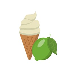 Cartoon comic vector of lemon ice cream with cone