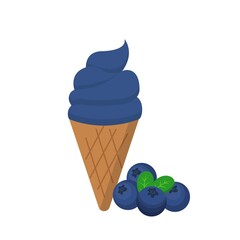 Cartoon comic vector of blueberry ice cream with cone