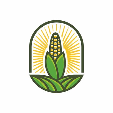 Cornfield logo. Greenfield logo. Vector logo design for agriculture. food, farm, corn, agriculture, growing, organic, badge, bio, garden, company, business, concept, design
