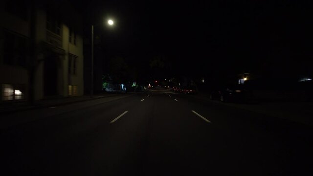 San Francisco Driving Plate Pacific Heights 04 Steiner St R onto Pine St at Night California USA