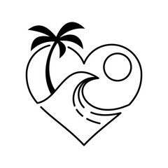Vector Beach Monoline Logo Illustration