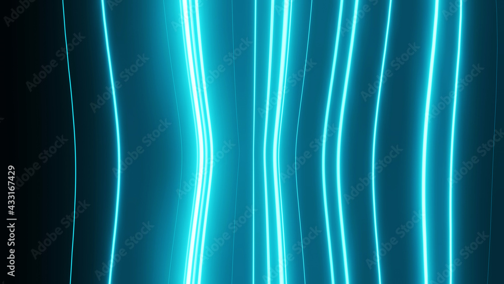 Poster 3d rendering vertical blue glow blinking rays
