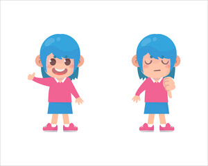 Happy kids show hand gesture thumb up and thumb down Premium Vector
