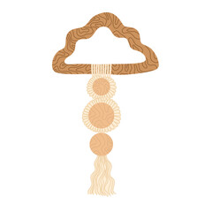 Eco friendly kids macrame cloud toy.Vector hand drawn