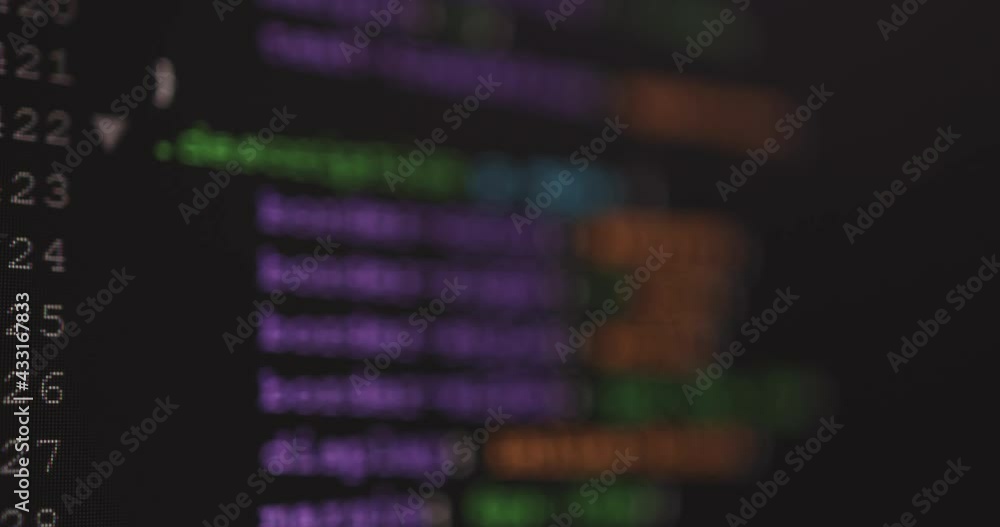 Aufkleber 4K Close up shot CSS tag code on PC Monitor scroll down. Background concept for programming and coding web development.