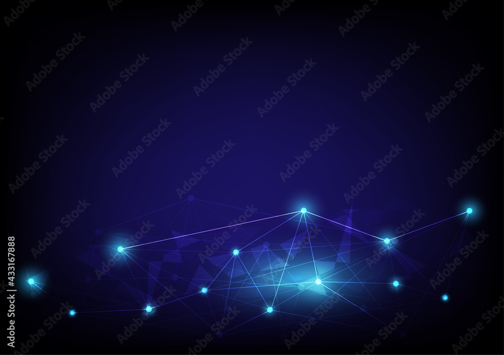 Poster geometric futuristic graphic technology background. lines dots glowing vector illustrator. premium d