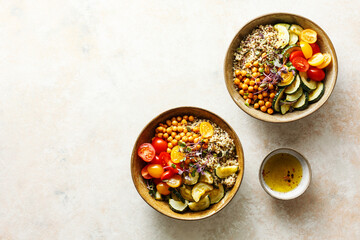 Healthy grilled zucchini buddha bowls with chickpeas