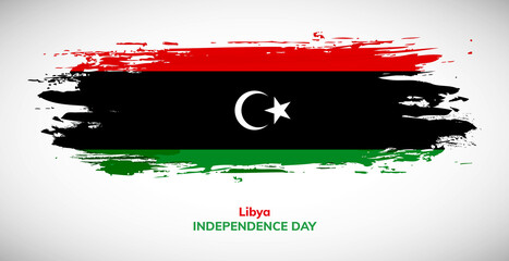 Happy independence day of Libya. Brush flag of Libya vector illustration. Abstract watercolor national flag background