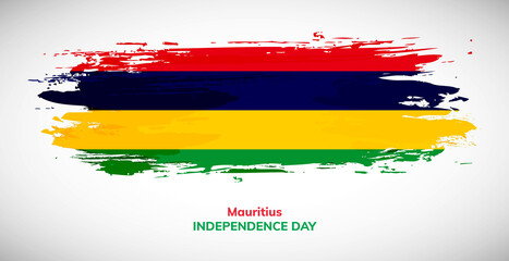 Happy independence day of Mauritius. Brush flag of Mauritius vector illustration. Abstract watercolor national flag background
