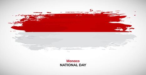 Happy independence day of Monaco. Brush flag of Monaco vector illustration. Abstract watercolor national flag background