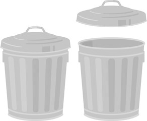 金属製の蓋付きゴミ箱、バケツ