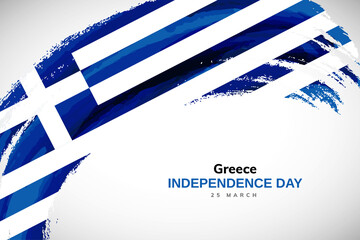 Happy independence day of Greece with watercolor brush stroke flag background with abstract watercolor grunge brush flag