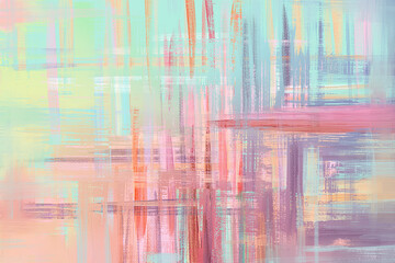 Artistic abstraction of paint, flying strokes on canvas. Modern painting in light pink and olive tones