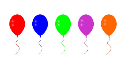 Colorful realistic helium balloons isolated on white background, vector illustration