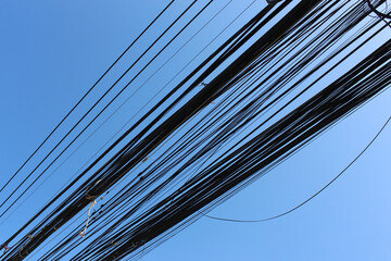 Confusing of telephone wires and internet wires in the city