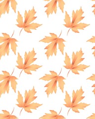 Pattern of autumn maple leaves. Seamless image. A natural illustration. Design of wallpaper, fabrics, textiles, packaging, posters, postcards.