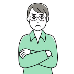 An angry young man with his arms crossed