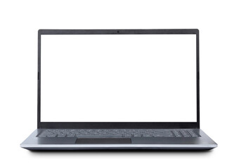 Laptop isolated on white background with empty screen for your design. Full depth of field.
