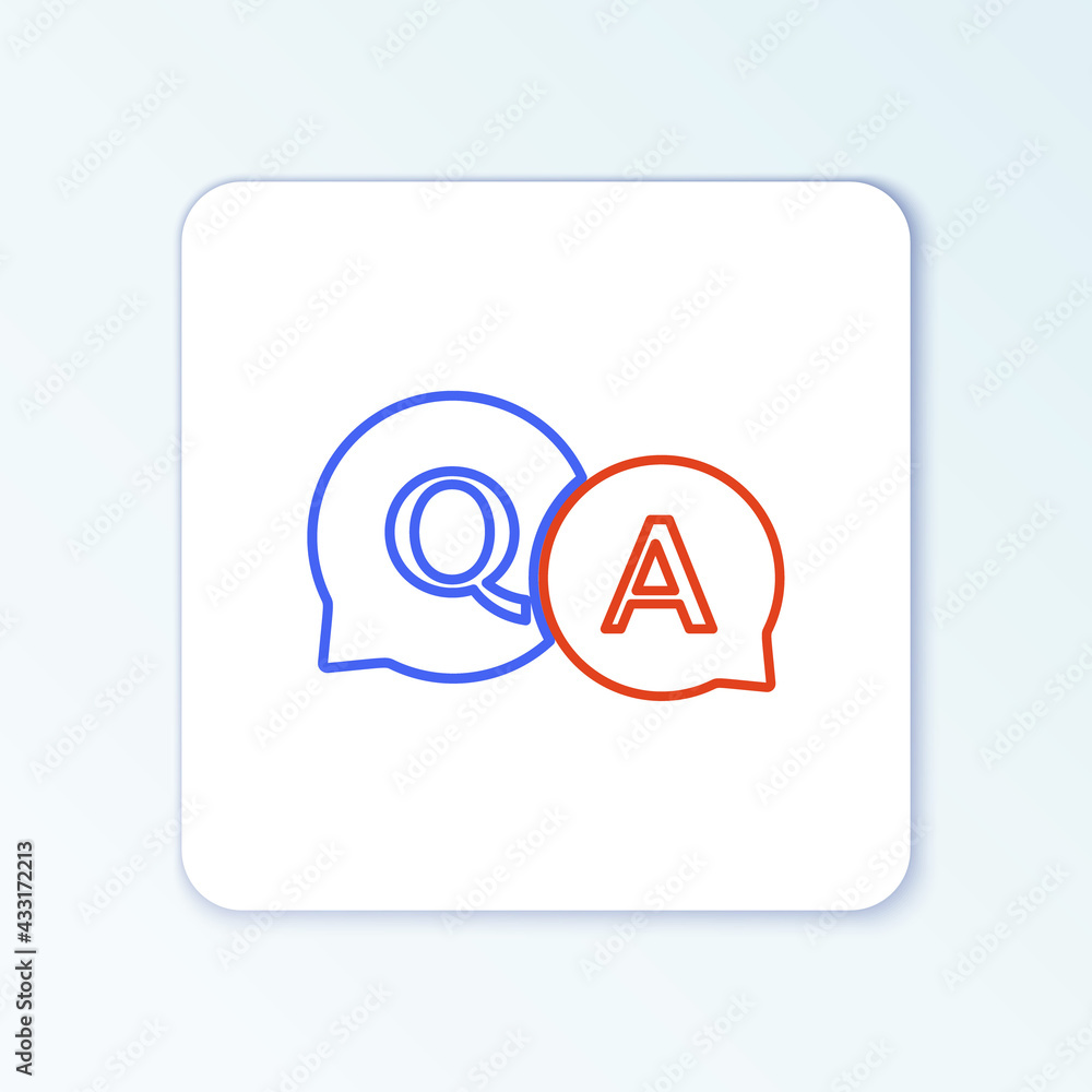 Poster line speech bubbles with question and answer icon isolated on white background. q and a symbol. faq 