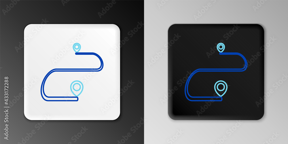 Poster line route location icon isolated on grey background. map pointer sign. concept of path or road. gps