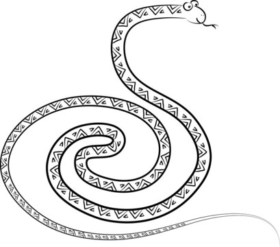 vector black and white snake cartoon
