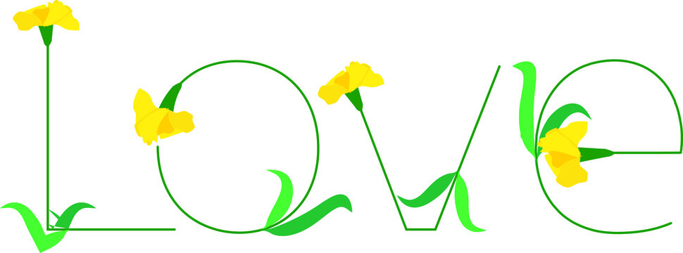 vector carnation text love design icon logo sign 