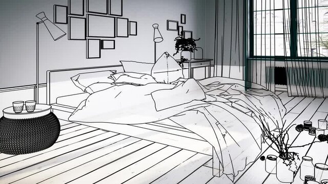 Modern Bedroom Design - loopable 3d visualization