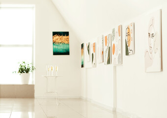 Interior of modern art gallery