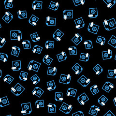 Line DLL file document. Download dll button icon isolated seamless pattern on black background. DLL file symbol. Vector