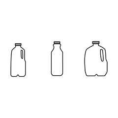 Icon vector illustration set of milk, kefir in different plastic packages. Isolated on white background.