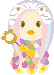 寅年年賀状素材　アマビエ　かわいい　カチューシャ　虎柄　2022年