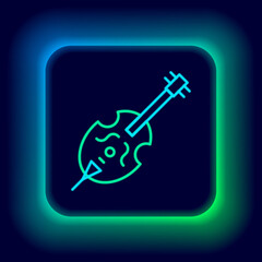 Glowing neon line Violin icon isolated on black background. Musical instrument. Colorful outline concept. Vector