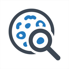 Bacteria search icon, vector and glyph