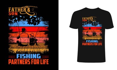 Father and son fishing partner for life-Fishing T-Shirt Design, Vintage fishing emblems, Fishing boat, Fishing labels, badges, vector illustration, Poster, Trendy , t-shirt and poster, dad t-shirt