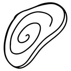 Clip-art piece of pork roll Asian food isolate on white background. Doodle outline digital illustration. Print for menus, cafes, stickers, restaurants, stationery, packaging