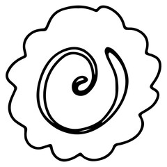 Clip-art piece of pork roll Asian food isolate on white background. Doodle outline digital illustration. Print for menus, cafes, stickers, restaurants, stationery, packaging