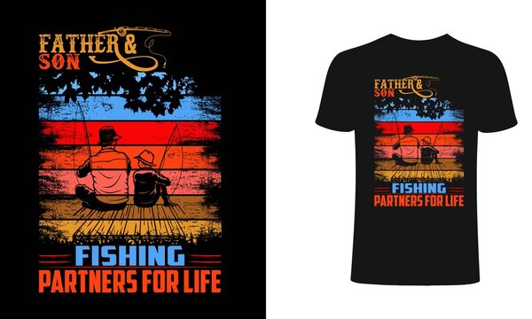 Father and son fishing partner for life-Fishing T-Shirt Design, Vintage fishing emblems, Fishing boat, Fishing labels, badges, vector illustration, Poster, Trendy , t-shirt and poster, dad t-shirt