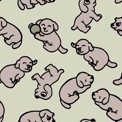 Dogs. Seamless illustration. Cartoon sketch style. Hand outline drawing cheerful funny animal. vector