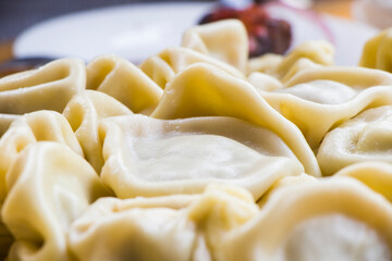 Traditional Georgian dish Khinkali, Georgian dumplings