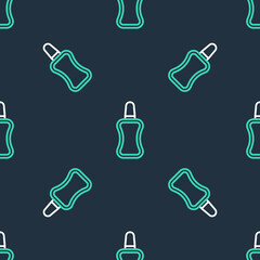 Line Nail polish bottle icon isolated seamless pattern on black background. Vector
