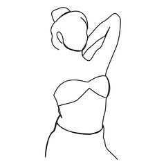 one line continuous drawing wearing bikini