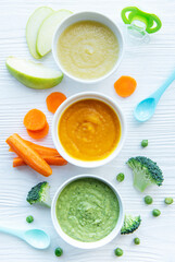 Assortment of fruit and vegetable puree