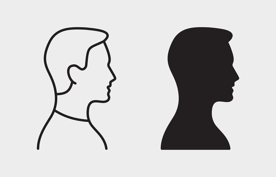Man head silhouette - vector icon. Illustration isolated. Simple pictogram.