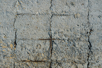Old crumbling reinforced concrete structure texture or background