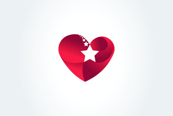 Love stars logo icon. Heart and shooting stars shape in logo concept