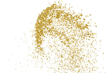 Gold Glitter Texture Isolated On White. Amber Particles Color. Celebratory Background. Golden Explosion Of Confetti. Vector Illustration, Eps 10.